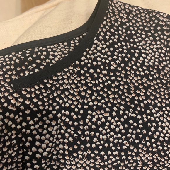 Club Monaco black and cream dots silk V neck Dress with  pockets - Picture 2 of 14